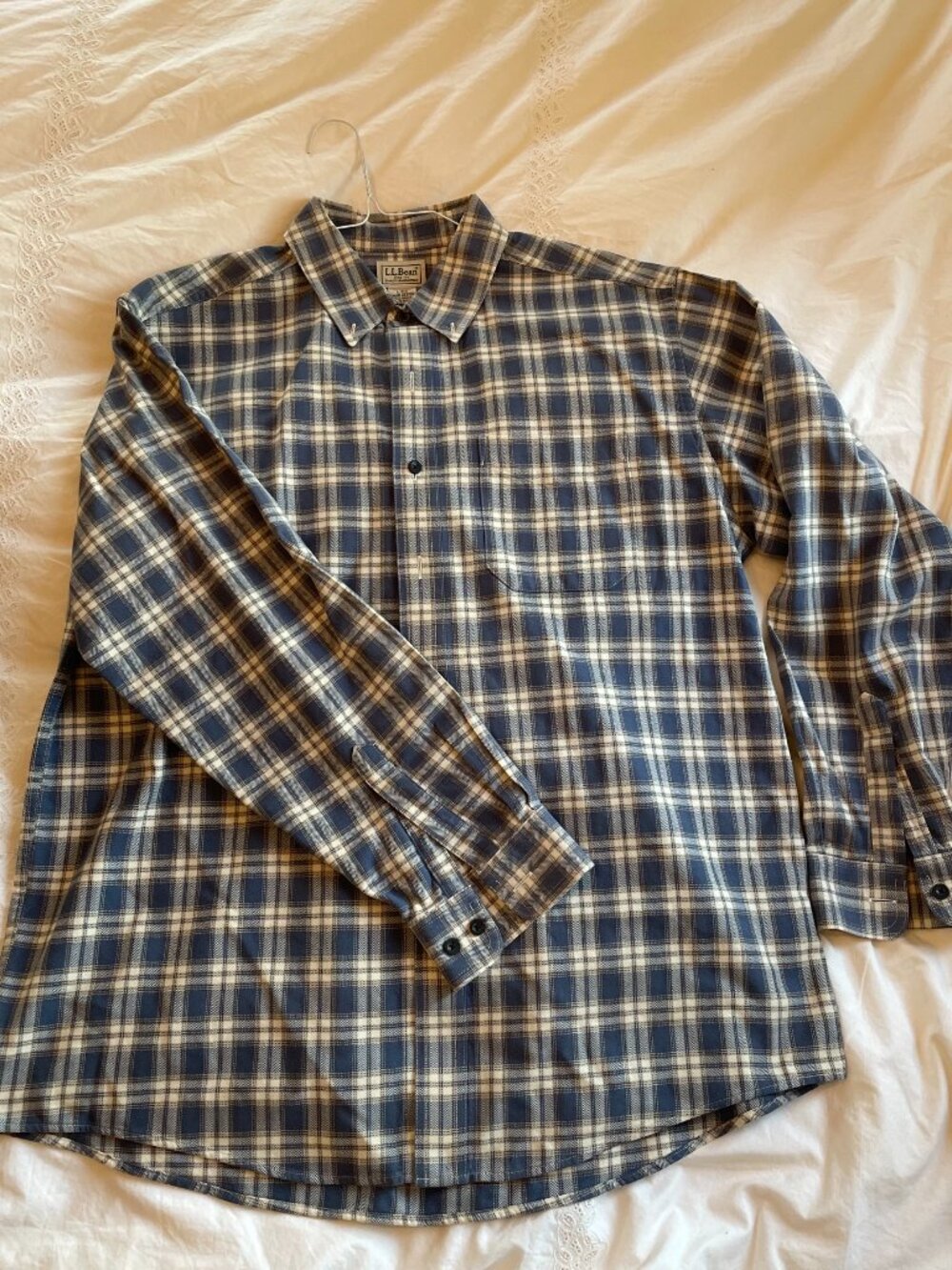 Mens LL Bean Plaid button down shirt